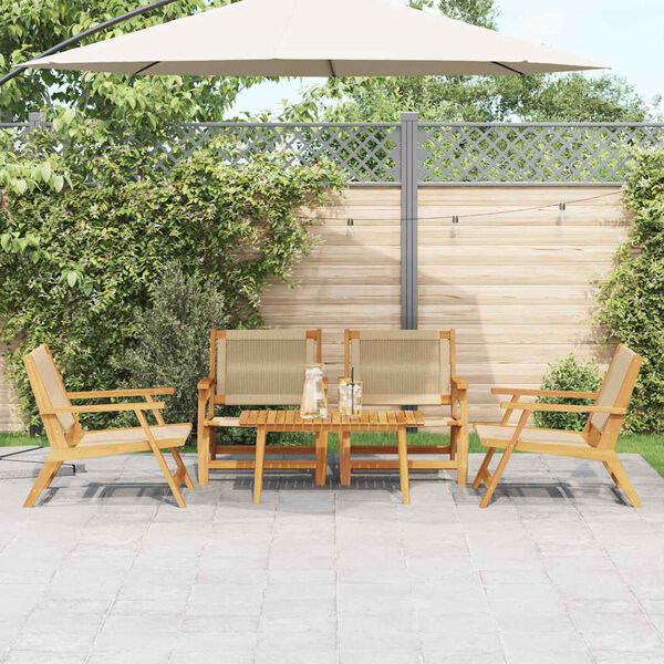 vidaXL Chaises de jardin avec table 5 pcs Beige Bois d'acacia massif