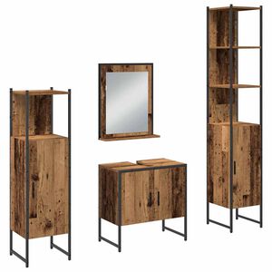 vidaXL Ensemble de mobilier de salle de bain avec porte 4 pcs Marron