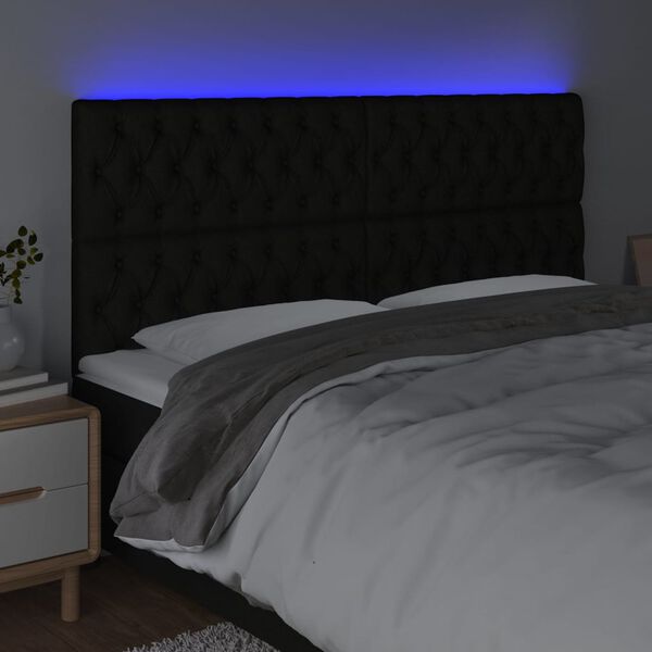 vidaXL T&ecirc;te de lit &agrave; LED Noir 200x7x118/128 cm Tissu