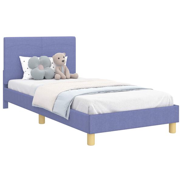 vidaXL Cadre de lit pour enfants avec t&ecirc;te de lit Bleu denim tissu