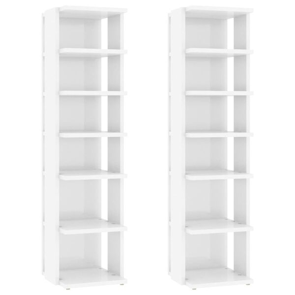 vidaXL Armoires &agrave; chaussures 2 pcs Blanc brillant 27,5x27x102 cm