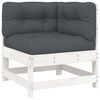 vidaXL Salon de jardin 5 pcs avec coussins blanc bois massif