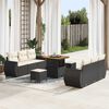 vidaXL Ensemble de canap&eacute; de jardin 9 pcs Noir et Cr&egrave;me polyrotin