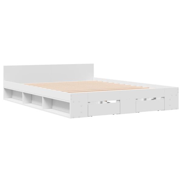 vidaXL Cadre de lit avec tiroirs sans matelas blanc 120x190 cm