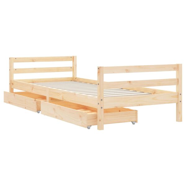 vidaXL Cadre de lit enfant avec tiroirs 90x200 cm bois de pin massif