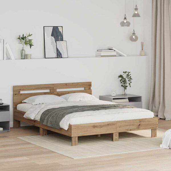 vidaXL Cadre de lit Ch&ecirc;ne artisanal 140 x 200 cm Bois d'ing&eacute;nierie