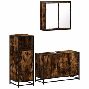 vidaXL Ensemble de meubles de salle de bain 3 pcs Ch&ecirc;ne fum&eacute;