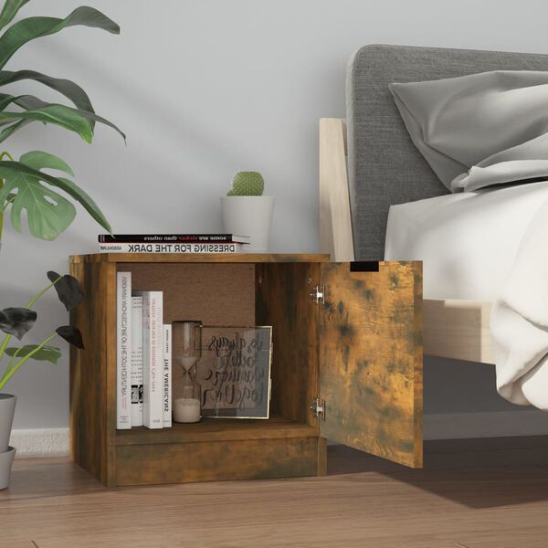 vidaXL Tables de chevet 2 pcs Ch&ecirc;ne fum&eacute; 40x39x40 cm