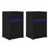 vidaXL Armoire de chevet LED 2 pc Ch&ecirc;ne noir 38 x 34 x 61 cm