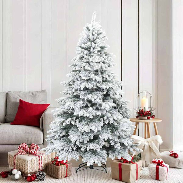 vidaXL Sapin de No&euml;l artificiel &agrave; branches pliantes, duveteux de neige