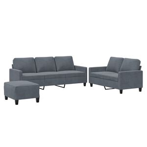 vidaXL Ensemble de canap&eacute;s 3 pcs avec coussins Gris fonc&eacute; Velours