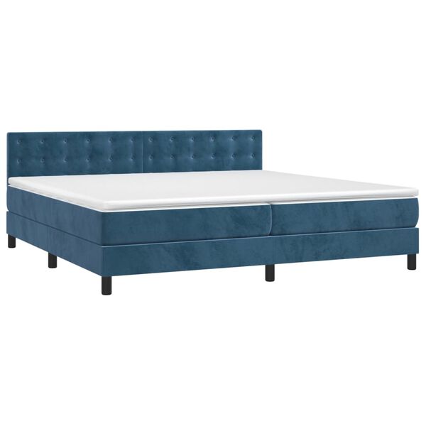 vidaXL Sommier &agrave; lattes de lit matelas et LED Bleu fonc&eacute; 200x200 cm