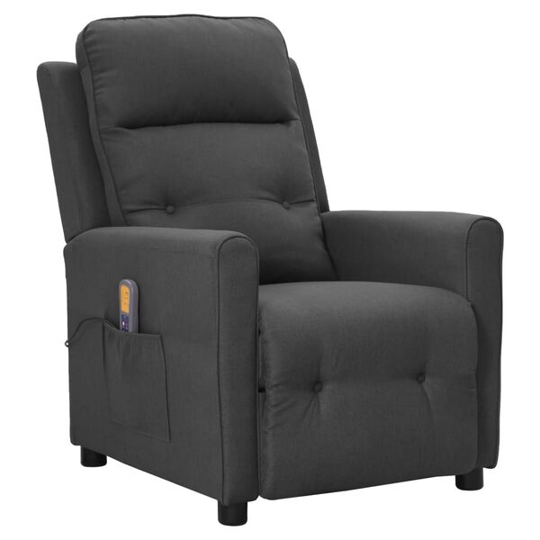 vidaXL Fauteuil de massage Gris fonc&eacute; Tissu