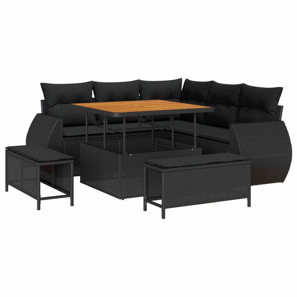 vidaXL Ensemble de canap&eacute; de jardin 8 pcs Noir polyrotin