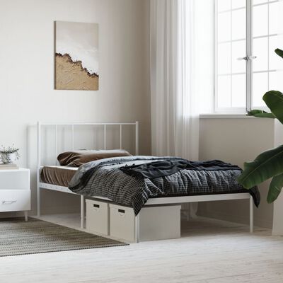 vidaXL Cadre de lit métal sans matelas et tête de lit blanc 100x190 cm