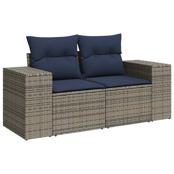 vidaXL Salon de jardin 6 pcs avec coussins noir r&eacute;sine tress&eacute;e acacia