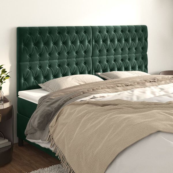 vidaXL T&ecirc;te de lit Vert fonc&eacute; 180x7x118/128 cm Velours