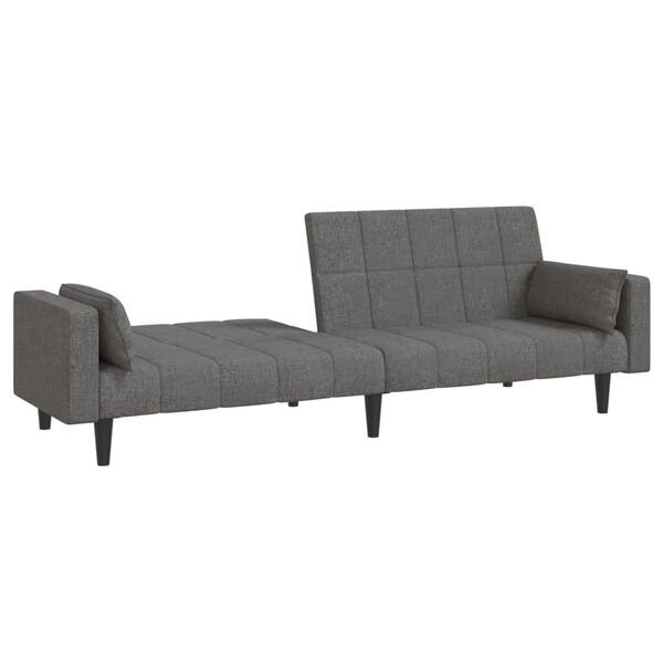 vidaXL Canap&eacute;-lit &agrave; 2 places avec deux oreillers gris clair tissu