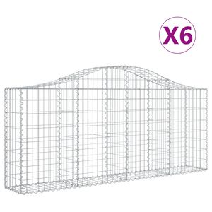 vidaXL Paniers &agrave; gabions arqu&eacute;s 6 pcs 200x30x80/100 cm Fer galvanis&eacute;