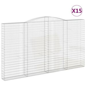 vidaXL Paniers &agrave; gabions arqu&eacute;s 15 pcs 400x30x220/240 cm Fer galvanis&eacute;