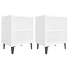 vidaXL Tables de chevet avec pieds en m&eacute;tal 2 pcs blanc 40x30x50 cm