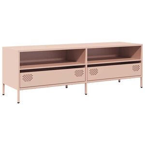 vidaXL Meuble TV rose 135x39x43,5 cm acier lamin&eacute; &agrave; froid
