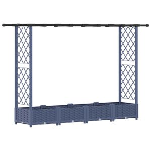 vidaXL Lit &Eacute;lev&eacute; avec Treillis et Toit Gris 203 x 40 x 121 cm PP