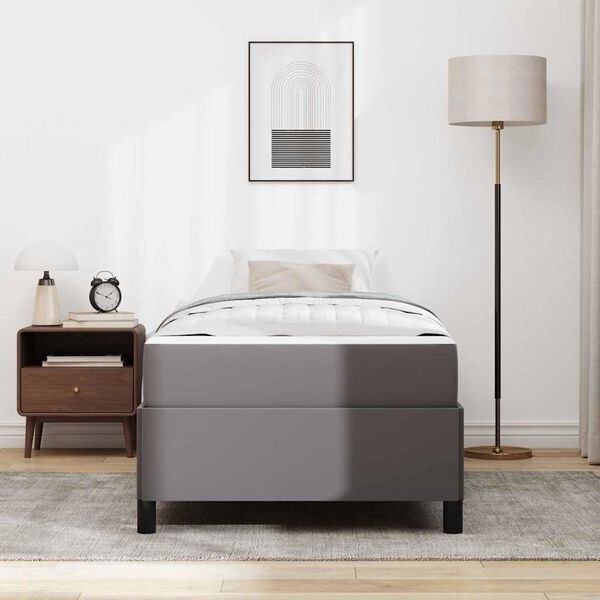 vidaXL Cadre de lit avec matelas Gris 90 x 190 cm tissu