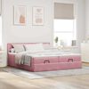 vidaXL Cadre de lit ottoman avec matelas rose 160x200 cm velours