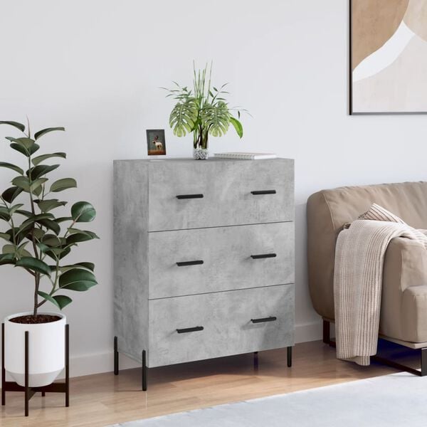 vidaXL Buffet gris b&eacute;ton 69,5x34x90 cm bois d'ing&eacute;nierie
