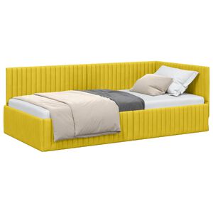 vidaXL Cadre de lit d'angle Jaune 100 cm x 200 cm Velours