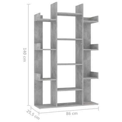 vidaXL Bibliothèque Gris béton 86x25,5x140 cm Bois d’ingénierie