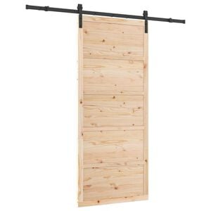 vidaXL Porte coulissante Naturel 80 x 208 cm Bois de pin massif