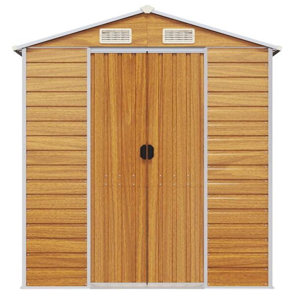 vidaXL Abri de jardin marron clair 191x725x198 cm acier galvanis&eacute;