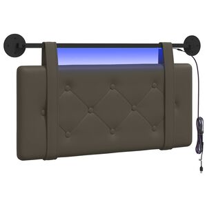 vidaXL T&ecirc;te de lit suspendue Avec lumi&egrave;re LED Gris Simili cuir