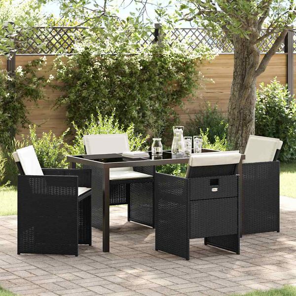 vidaXL Ensemble de salle &agrave; manger pour jardin 5 pcs Noir polyrotin