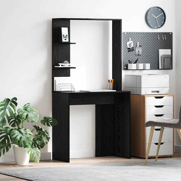 vidaXL Bureau Chêne noir 78,5 x 37 x 154,5 cm Bois d'ingénierie