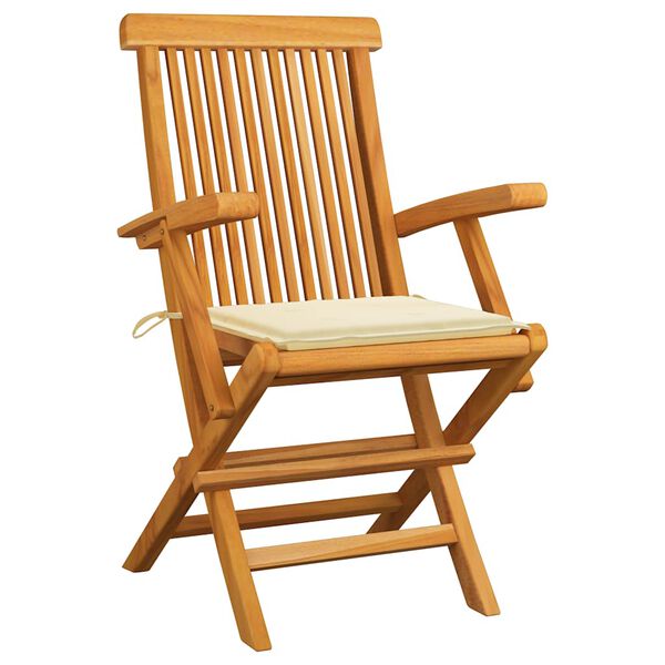 vidaXL Chaises de jardin avec coussins cr&egrave;me lot de 6 Bois teck massif