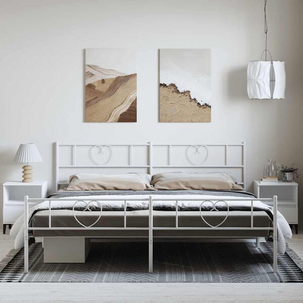 vidaXL Cadre de lit m&eacute;tal sans matelas et pied de lit blanc 193x203 cm