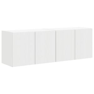 vidaXL Meuble TV mural 2 pc Blanc Bois d'ing&eacute;nierie