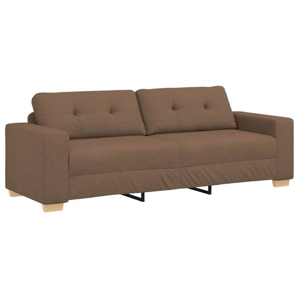 vidaXL | Sofa 3 places | avec coussin Marron tissu