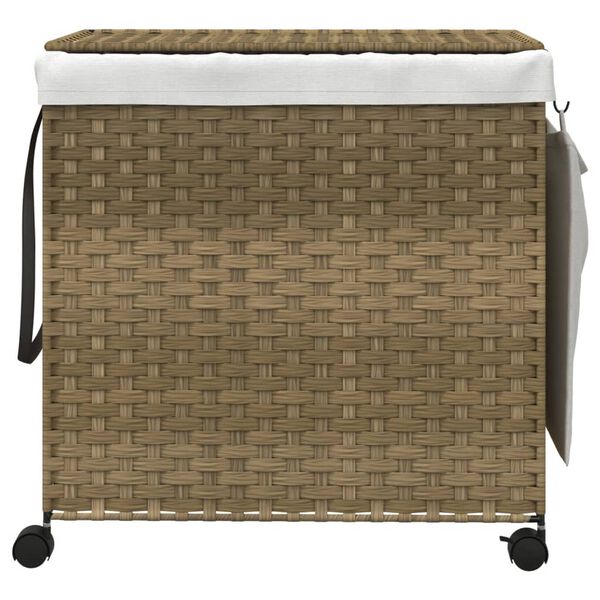 vidaXL Panier &agrave; linge avec roulettes 60x35x60,5 cm r&eacute;sine tress&eacute;e