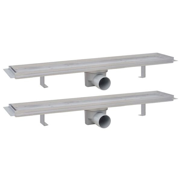 vidaXL Drain de douche lin&eacute;aire 2 pcs 630 x 140 mm Acier inoxydable