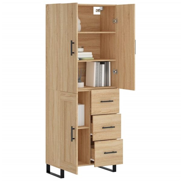 vidaXL Buffet haut Ch&ecirc;ne sonoma 69,5x34x180 cm Bois d'ing&eacute;nierie
