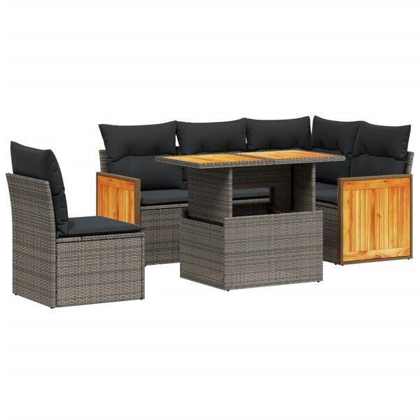 vidaXL Salon de jardin avec coussins 6 pcs beige r&eacute;sine tress&eacute;e