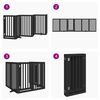 vidaXL Barri&egrave;re pour chiens et porte 6 panneaux noir bois de peuplier