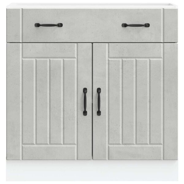 vidaXL Armoire de cuisine Lucca gris b&eacute;ton bois ing&eacute;nierie