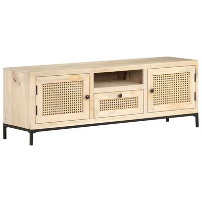 vidaXL Meuble TV 120x30x40 cm Bois de manguier et canne naturelle