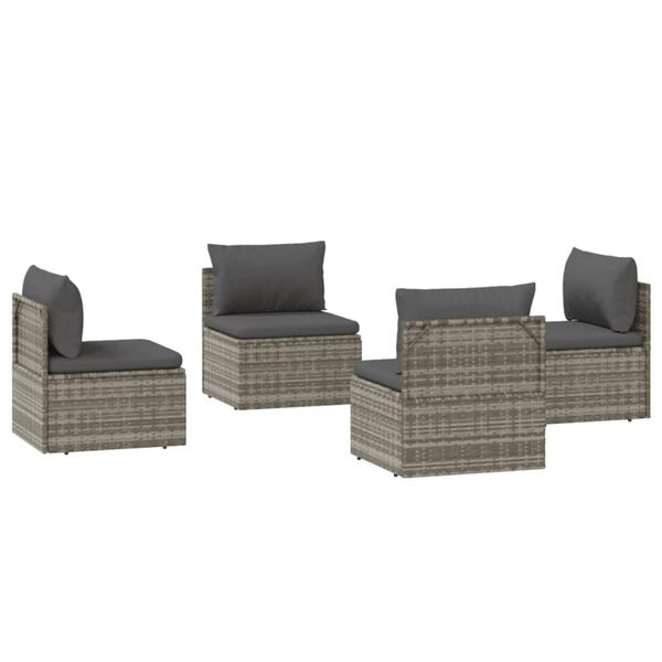 vidaXL Canap&eacute;s centraux de jardin 4 pcs Gris 57x57x56 cm Poly rotin