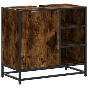 vidaXL Armoire de lavabo de salle de bain ch&ecirc;ne fum&eacute; 65x33x60 cm